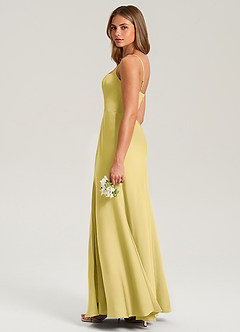 Azazie Lidia Bridesmaid Dresses Canary Mermaid Side Slit Stretch Satin Dress image7