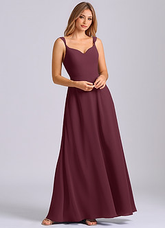 Azazie Beatrice Robes de demoiselle d'honneur Robe Trapèze en Mousseline de soie Encolure en Forme de Cœur Cabernet image4