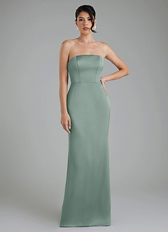 Azazie Tyler Bridesmaid Dresses Silver Sage Sheath Strapless Stretch Satin Convertible Dress image5