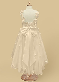 Azazie Ceres Blumenmädchenkleider Ballkleid Spitze Tüll Kleid Champagner image7