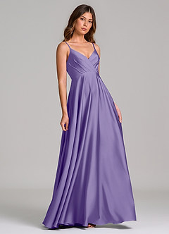 Azazie Amani Bridesmaid Dresses Tahiti A-Line Pleated Stretch Satin Dress image1