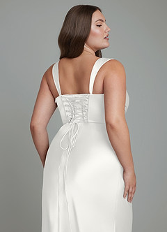 Azazie Agustina Bridesmaid Dresses White Mermaid Corset Stretch Satin Dress image13