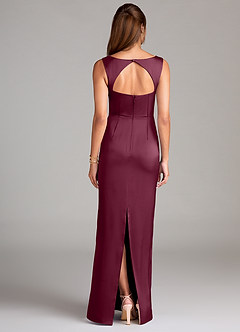 Azazie Flori Bridesmaid Dresses Mulberry Sheath Side Slit Stretch Satin Dress image2