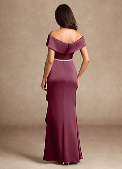 Azazie Dareia Mother of the Bride Dresses Mulberry Mermaid Off the Shoulder Stretch Satin Dress image5