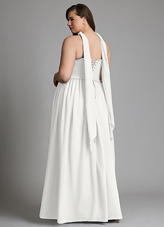 Azazie Cadence Bridesmaid Dresses White A-Line Corset Stretch Satin Convertible Dress image8