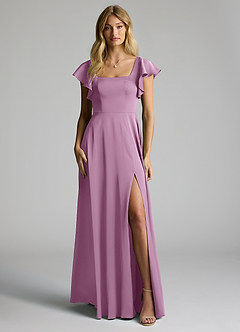 Azazie Bondi Brautjungfernkleider A-Linie Schleifen Stretch-Satin Kleid Blauregen image5