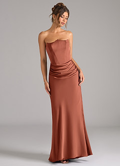 Azazie Debby Bridesmaid Dresses Clay Mermaid Strapless Stretch Satin Convertible Dress image3