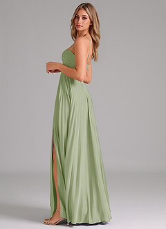 Azazie Akiko Brautjungfernkleider A-Linie Herzausschnitt Stretch-Satin Kleid Staubiger Salbeigrün image7