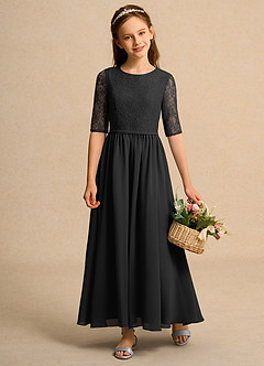 Azazie Pippin Girl vestidos de niña de las flores Vestido de Negro de Encaje de Corte En A image1