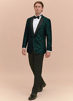 front Samuel Emerald Floral Jacquard Peak Lapel Tuxedo Jacket