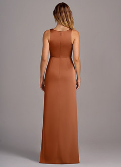 Azazie Wrenlee Bridesmaid Dresses Copper A-Line Stretch Satin Dress image7