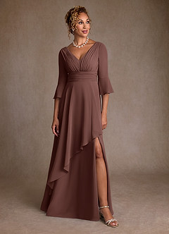 Azazie Eire vestidos de madre de la novia Vestido de Expresado de Gasa de Corte en A con Plisado image4