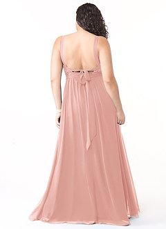 Azazie Aziza Bridesmaid Dresses Rosette A-Line V-Neck Pleated Chiffon Dress image8