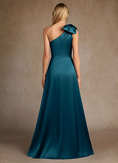 Azazie Easton Mother of the Bride Dresses Ink Blue A-Line One Shoulder Stretch Satin Dress image3