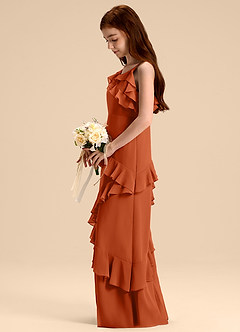 Azazie Evara Junior Burnt Orange A-Line Chiffon Dress image5
