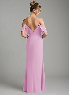Azazie Alexys Bridesmaid Dresses Candy Pink Sheath Off the Shoulder Chiffon Dress image7