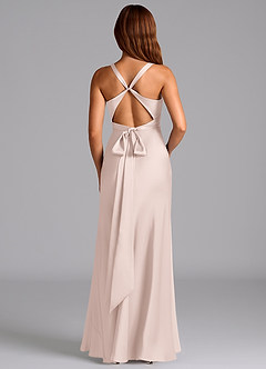 Azazie Hati Bridesmaid Dresses Blushing Pink Mermaid Stretch Satin Dress image7