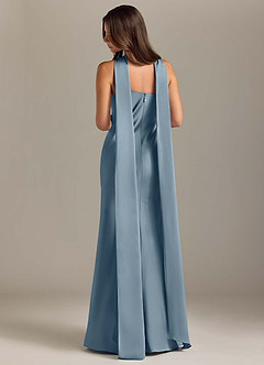 Azazie Kinsley Bridesmaid Dresses Dusty Blue Mermaid Side Slit Stretch Satin Dress image2