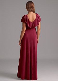 Azazie Lainey Bridesmaid Dresses Burgundy A-Line Ruched Velvet Dress image3