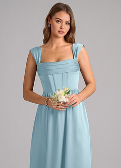 Azazie Hattie Brautjungfernkleider A-Linie Korsett Stretch-Satin Kleid Stimmungsvolles Blau image6