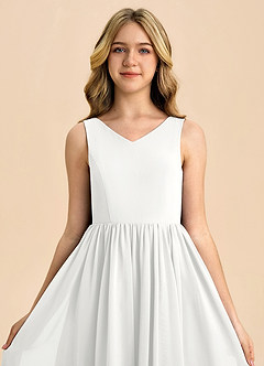 Azazie Hathaway Junior White A-Line Bow Chiffon Dress image6