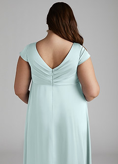 Azazie Allessia Robes de demoiselle d'honneur de maternité Robe Trapèze Plissée Longueur ras du sol Satin extensible image12