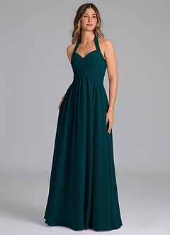Azazie Darlyn Bridesmaid Dresses Pine A-Line Pleated Chiffon Dress image1