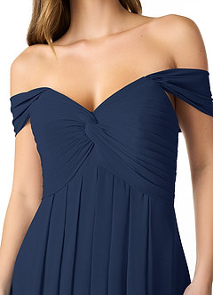 Azazie Kaitlynn Bridesmaid Dresses Dark Navy Empire Ruched Chiffon Convertible Dress image5