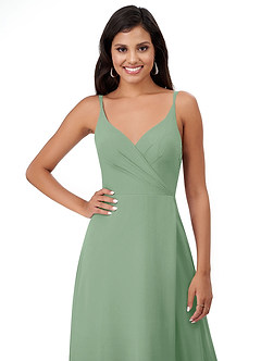 Azazie Lennon Bridesmaid Dresses Matcha A-Line Lace Chiffon Dress image6
