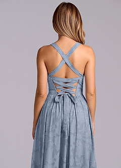 Azazie Francis Abiti da Damigella Abito A-Line in Burnout Floreale Corsetto Blu Polveroso image8