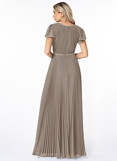 Azazie Kara Modest Bridesmaid Dresses A-Line Pleated Chiffon Floor-Length Dress image2