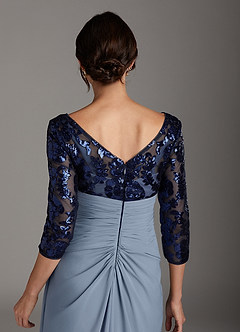Azazie Lilianne Final Sale Dark Navy Dusty Blue Sheath Sequins Lace Dress image5