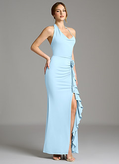 Azazie Gwyneth Suknie dla druhen Syrena Pofałdowany Koszulka Premium Stretch Do ziemi Sukienka image3