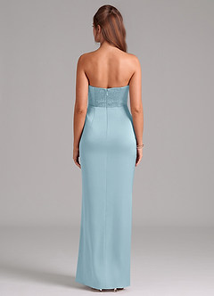 Azazie Jamie Bridesmaid Dresses Moody Blue A-Line Strapless Stretch Satin Convertible Dress image2