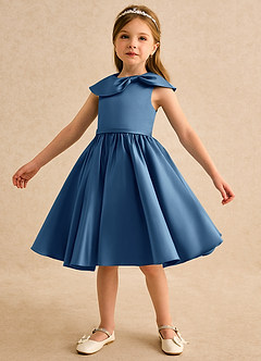 Azazie Acorn Flower Girl Dresses Twilight A-Line Pleated Matte Satin Dress image6