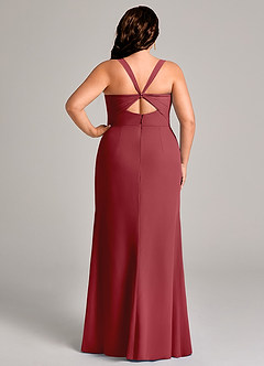 Azazie Mero Bridesmaid Dresses Pomegranate Sheath Pleated Chiffon Dress image10