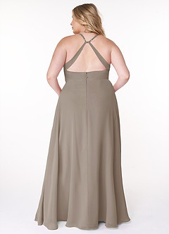 Azazie Davis Bridesmaid Dresses Taupe A-Line V-Neck Chiffon Dress image8