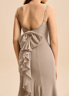 Azazie Lioren Junior Meerjungfrau-Linie Schleifen Chiffon Kleid Taupe image6