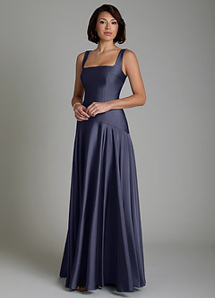 Azazie Reina Bridesmaid Dresses Stormy A-Line Pleated Stretch Satin Dress image6