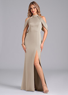 Azazie Bonny Bridesmaid Dresses Frost Mermaid Off the Shoulder Stretch Satin Dress image3
