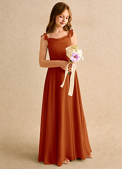 Azazie Puppy Junior Formal vestidos de niña de las flores Vestido de Pimenton de Gasa de Corte En A con Plisado image1