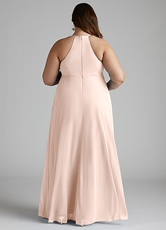 Azazie Annabelle Maternity Bridesmaid Dresses A-Line V-Neck Pleated Mesh Floor-Length Dress image2