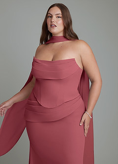 Azazie Sorrel Abiti da Damigella Abito Sirena in Chiffon Corsetto Merlot image11