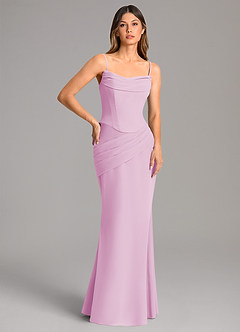 Azazie Sorrel Bridesmaid Dresses Candy Pink Mermaid Corset Chiffon Dress image2