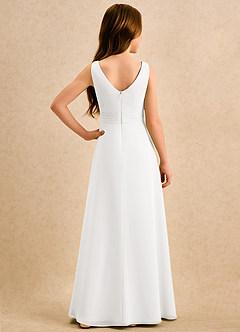 Azazie Chibi Girls Formal Sukienki dla dziewczynek sypiących kwiaty Linia A Pofałdowany Szyfon Długość podłogi Sukienka image2