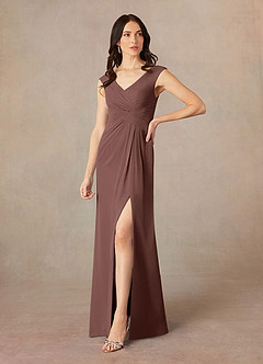 Azazie Sally Final Sale Black A-Line V-Neck Pleated Chiffon Dress image2