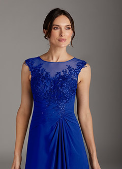 Azazie Endora Mother of the Bride Dresses Royal Blue A-Line Scoop Lace Chiffon Dress image2