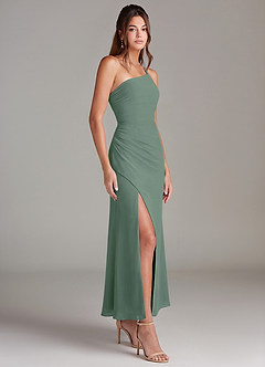 Azazie Eren Bridesmaid Dresses Eucalyptus Mermaid One Shoulder Chiffon Dress image4
