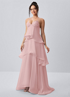 Eliaofen Trübes Rosa A-Linien-Chiffon-Rüschen-Sonnenkleid image3