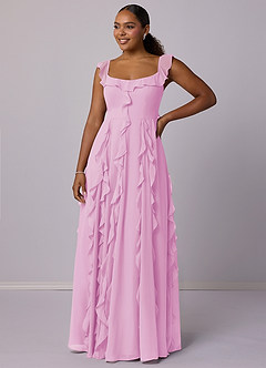 Barbie ♥ Azazie Bridesmaid Dresses Candy Pink A-Line with Pockets Chiffon Dress image9
